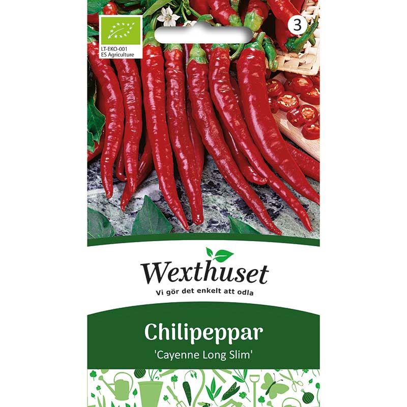 Chilipeppar 'Cayenne Long Slim', ekologisk